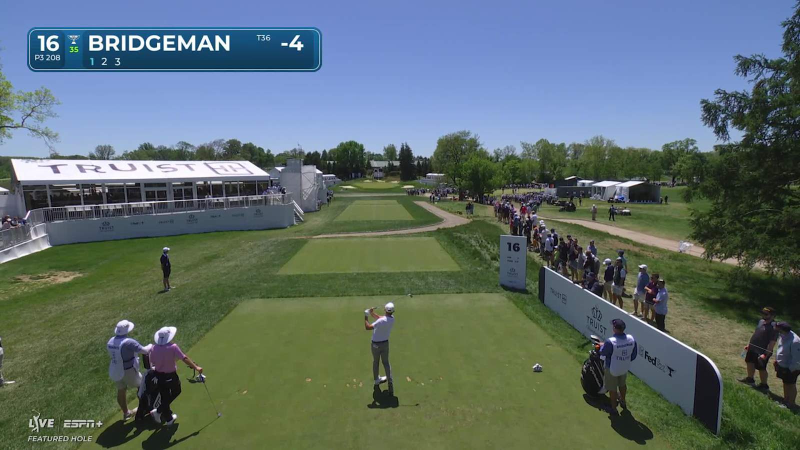 Jacob Bridgeman sinks a 66-foot birdie putt on No. 16 at Truist Championship