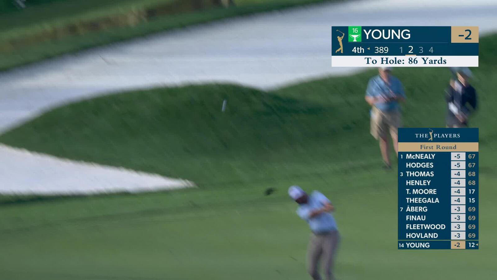 Cameron Young hits 87-yard approach to 4 feet, sets up birdie on No. 4 at THE PLAYERS