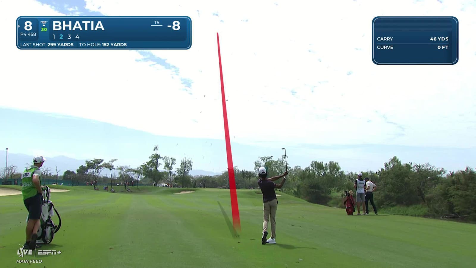 Akshay Bhatia sinks a 23-foot birdie putt on No. 8 at Mexico Open