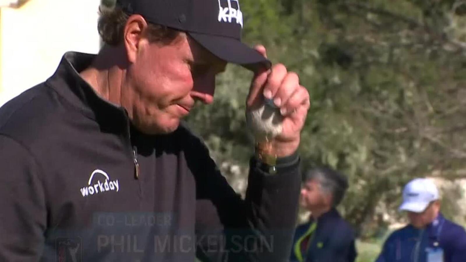 Phil Mickelson nearly holes bunker shot on No. 2 at AT&T Pebble Beach