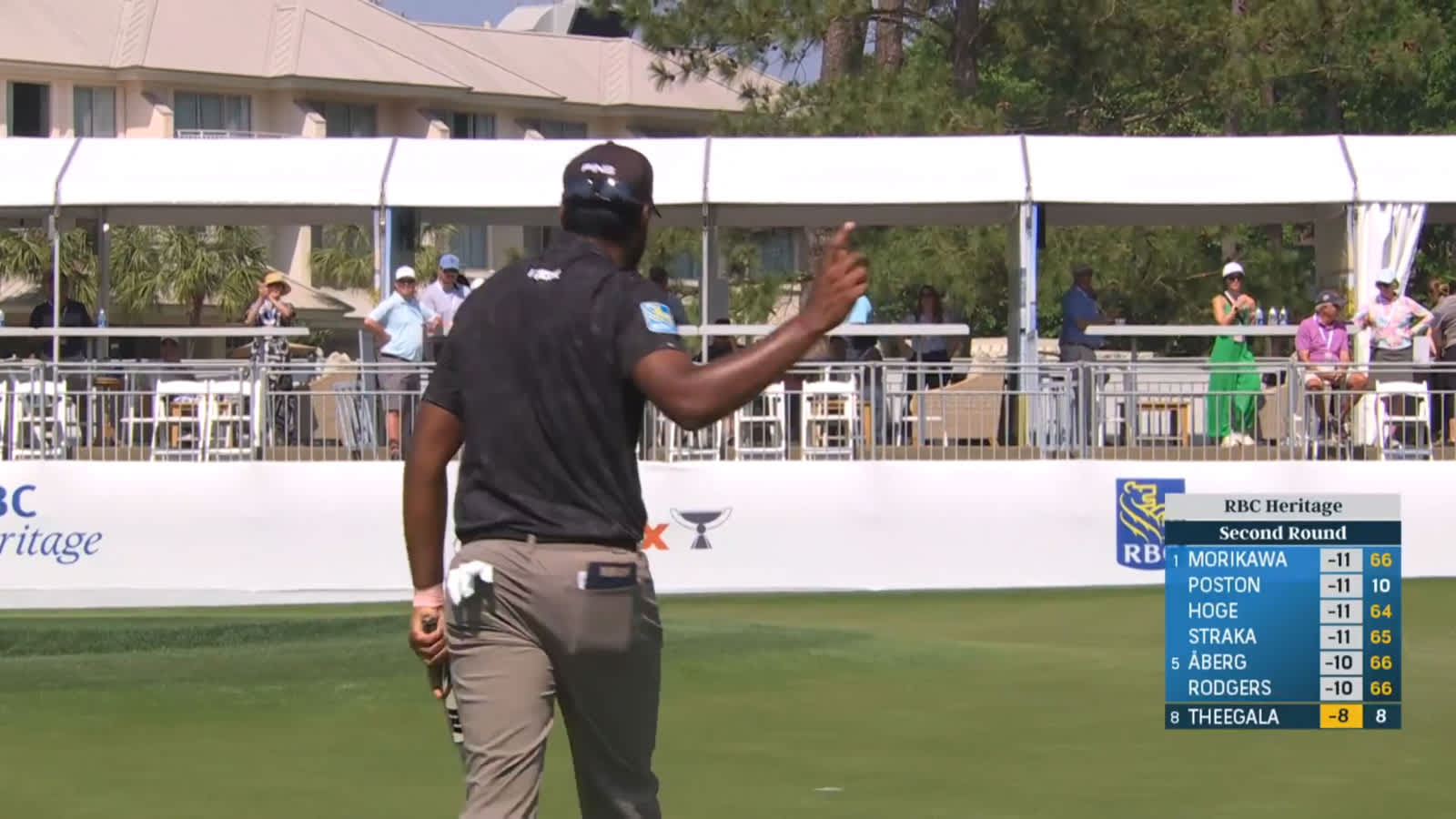 Sahith Theegala holes 23-footer from fringe for birdie at RBC Heritage