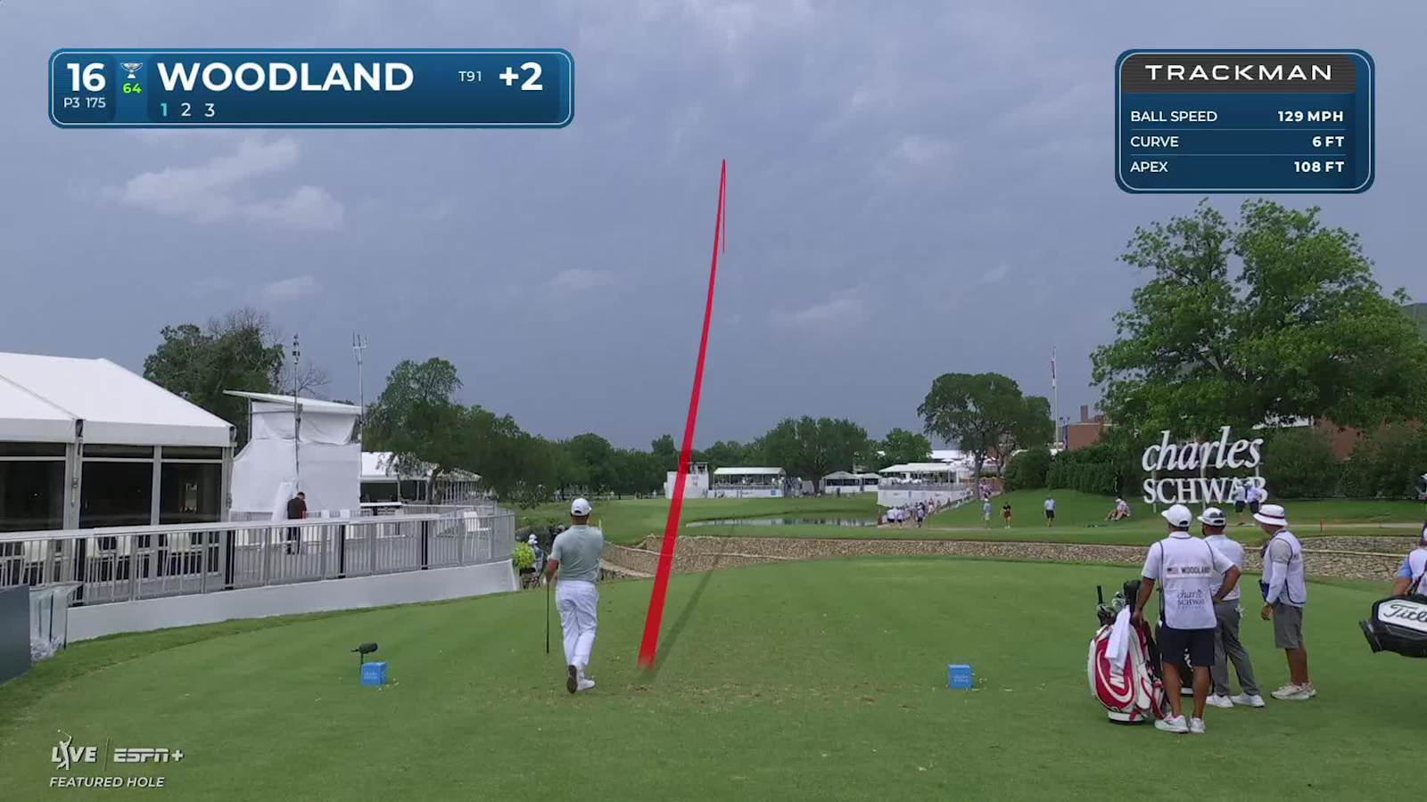 Gary Woodland nearly aces No. 16 at Charles Schwab