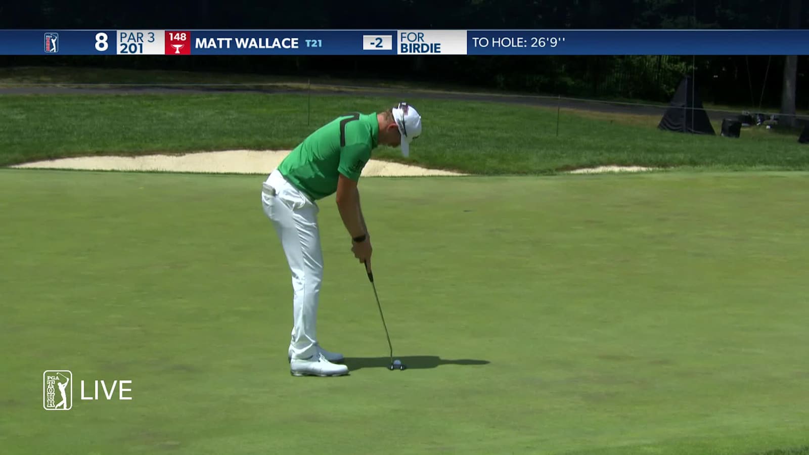 Matt Wallace sinks a 26-foot birdie on No. 8 in Round 3 at the Memorial