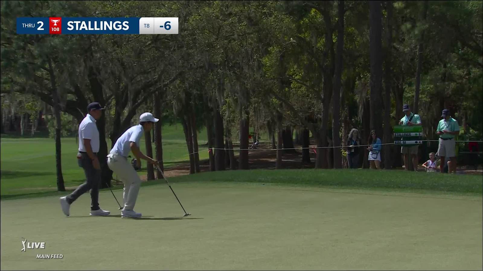 Scott Stallings sinks a 20-foot birdie putt on No. 2 at Valspar