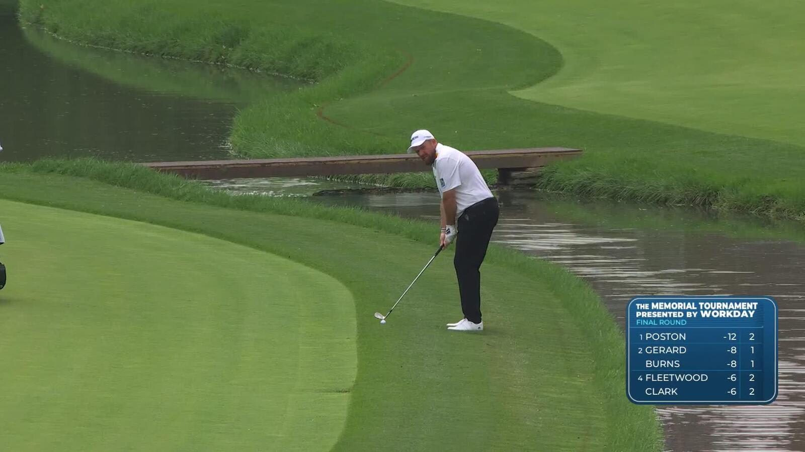 Shane Lowry gets up-and-down from 122 yards for birdie on No. 5 at the Memorial