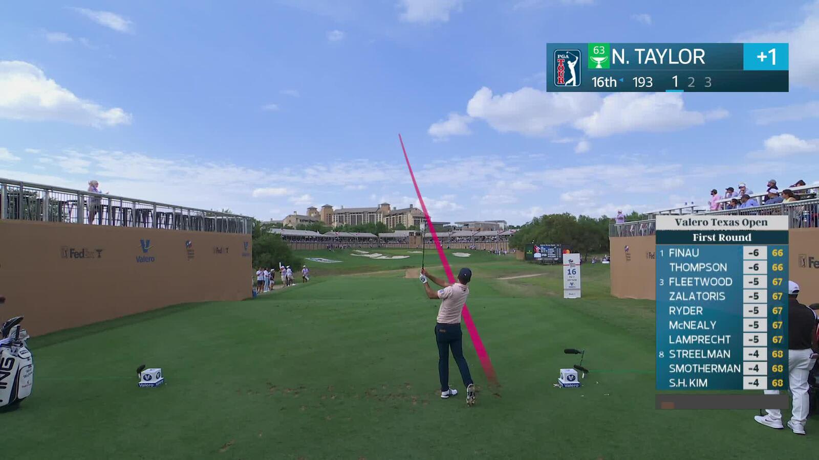 Nick Taylor nearly aces No. 16 at Valero