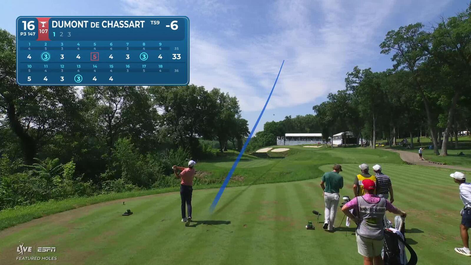 Adrien Dumont de Chassart hits tee shot to 8 feet, sets up birdie on No. 16 at John Deere