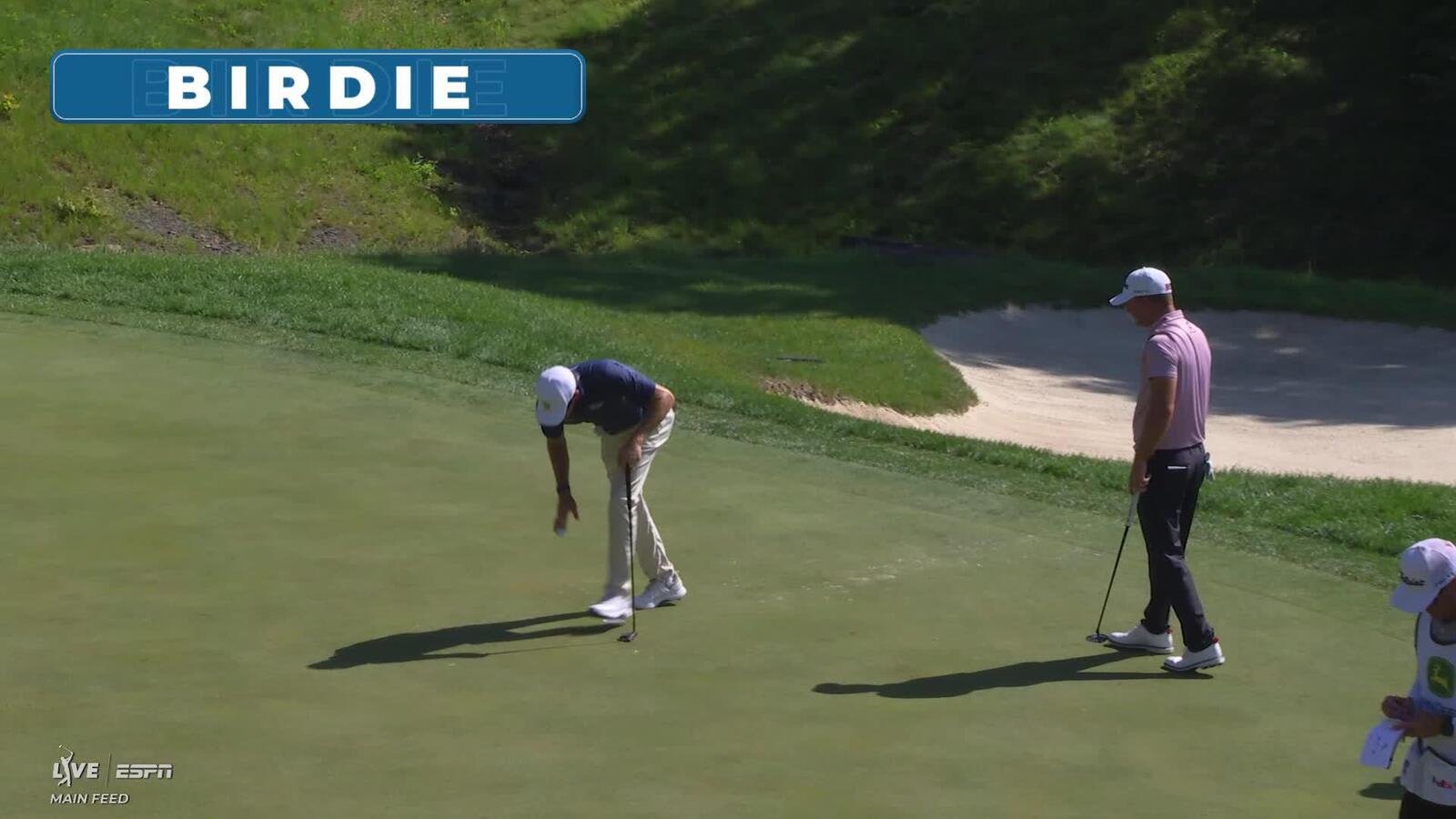 Ben Kohles sinks 10-foot putt for birdie on No. 16 at John Deere