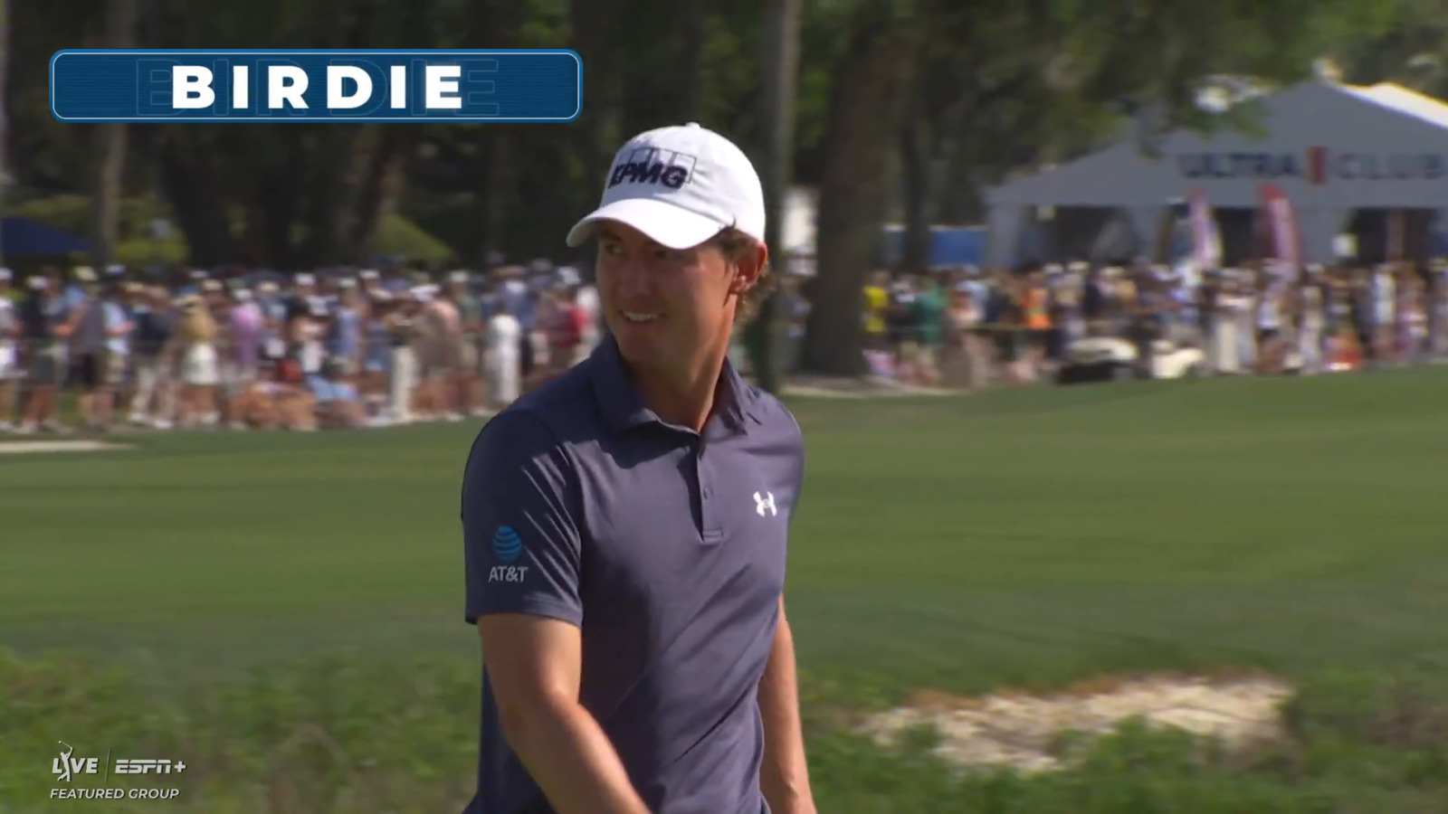 Maverick McNealy sinks a 35-foot birdie putt at RBC Heritage