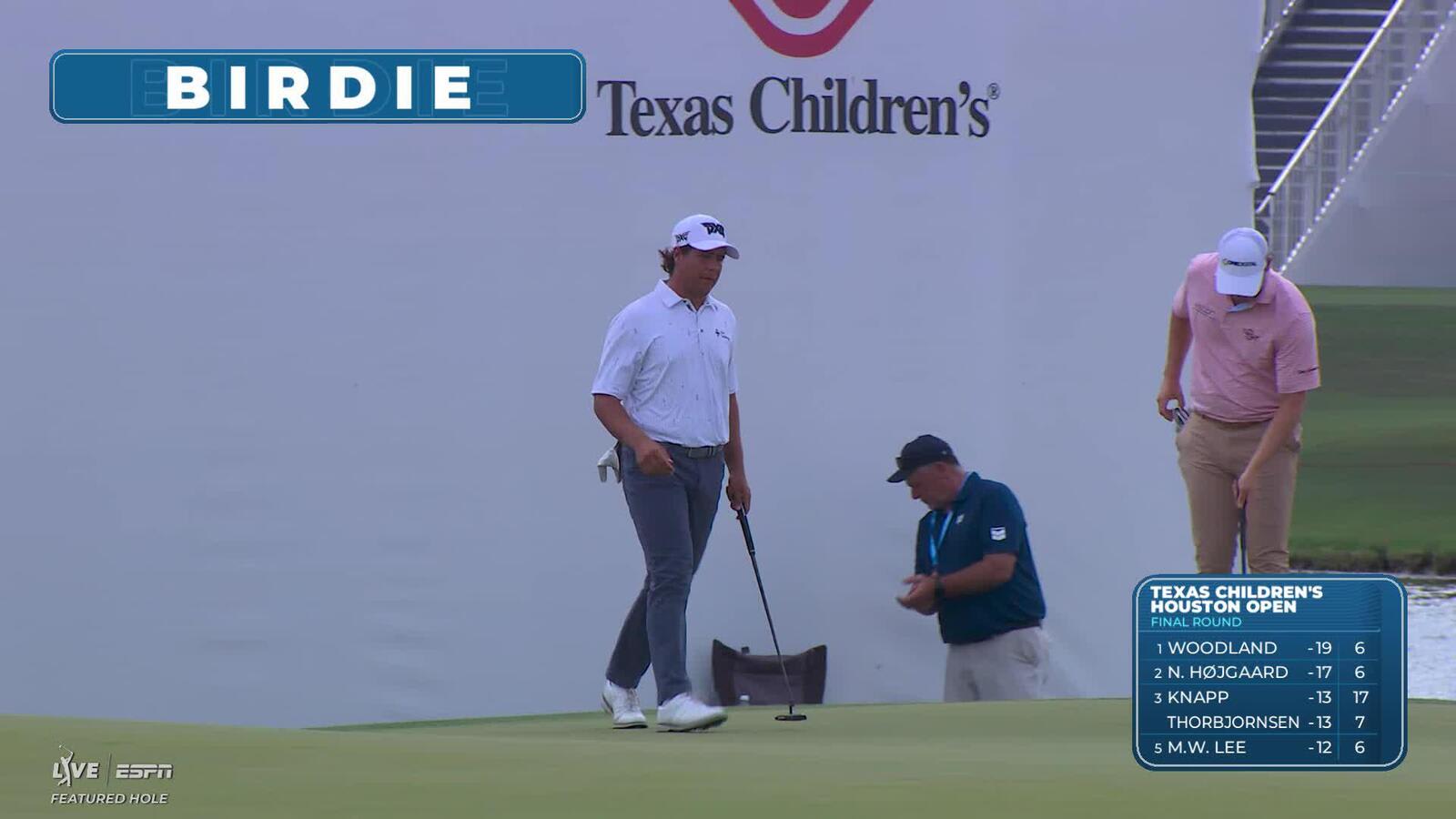 Aldrich Potgieter drains 17-foot birdie putt on No. 17 at Texas Children's