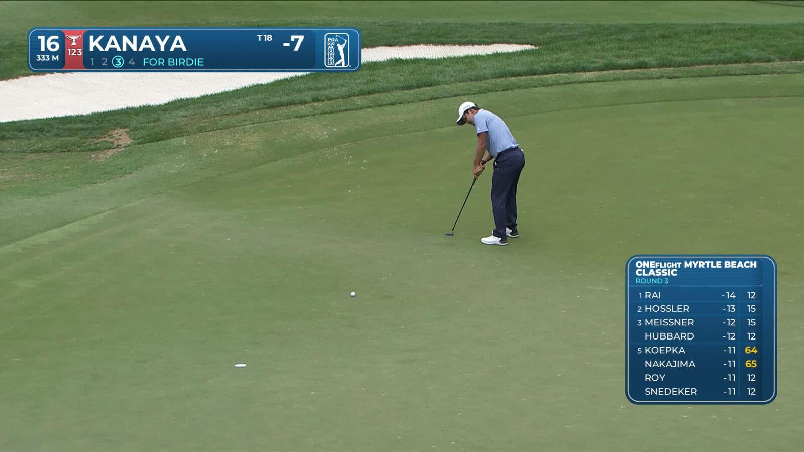 Takumi Kanaya drains 18-foot birdie putt on No. 16 at ONEflight Myrtle