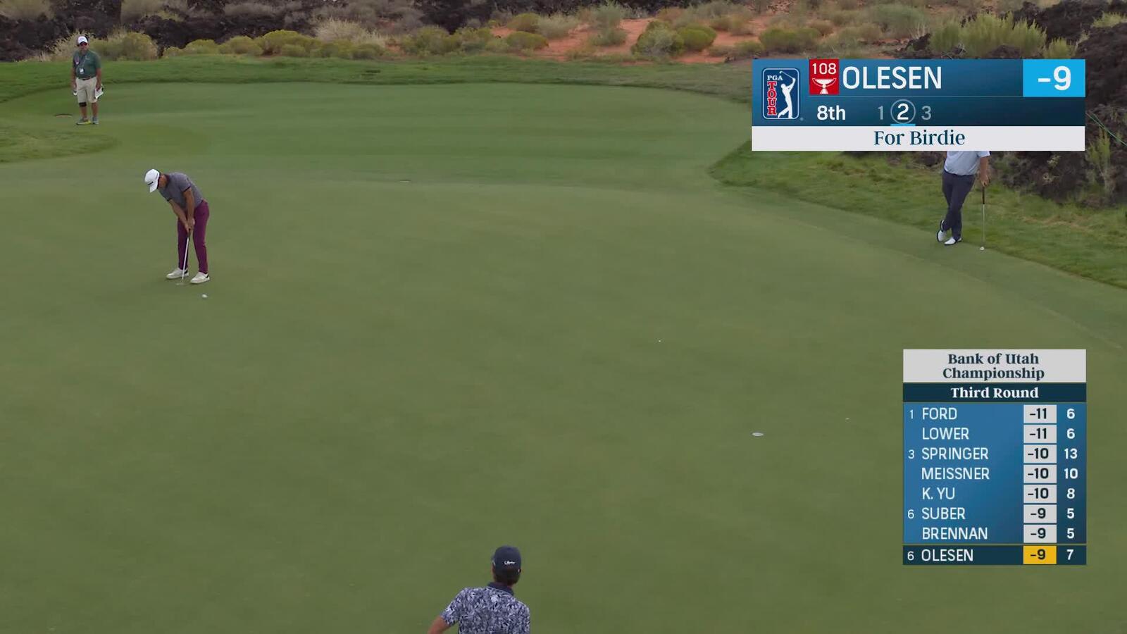 Thorbjørn Olesen sinks 30-foot birdie putt on No. 8 at Bank of Utah