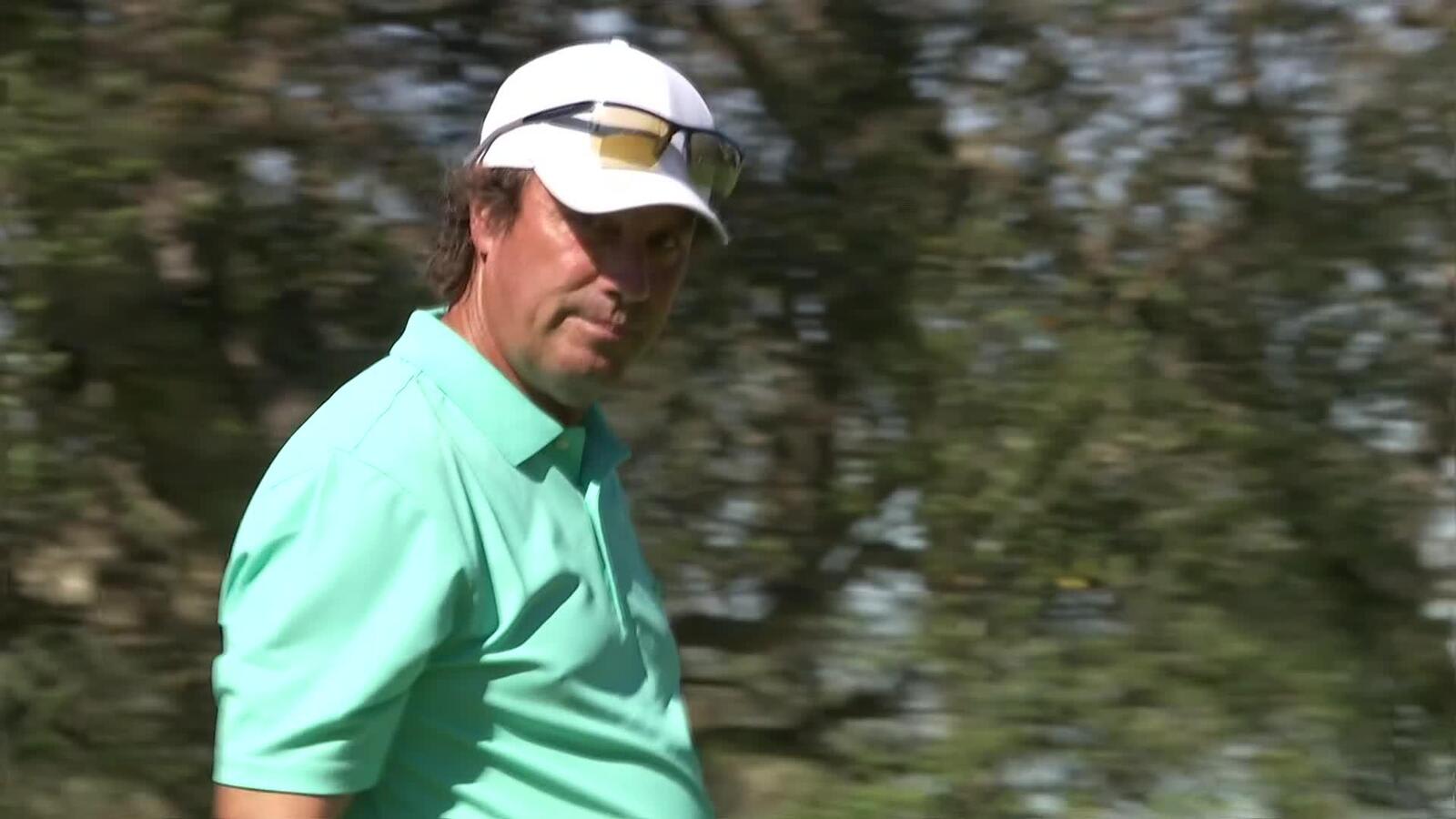 Stephen Ames' nice par-saving putt goes in at Trophy Hassan II