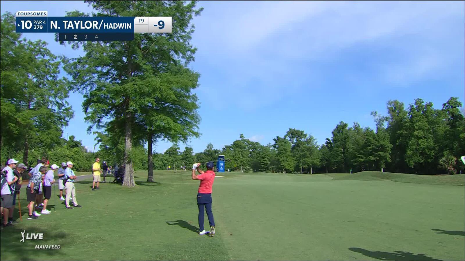Nick Taylor throws a dart to set up birdie at Zurich Classic