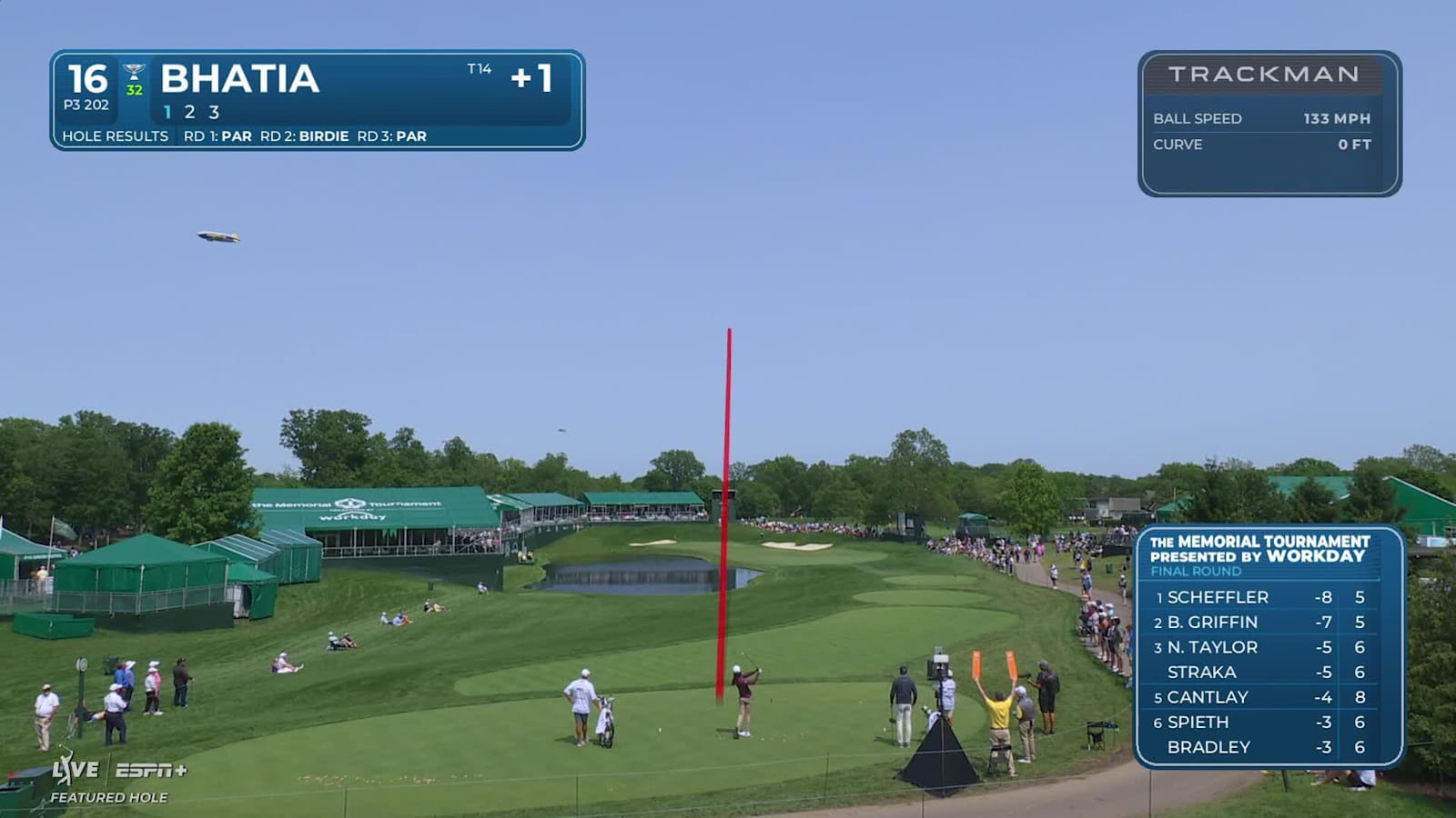 Akshay Bhatia makes birdie on No. 16 at the Memorial