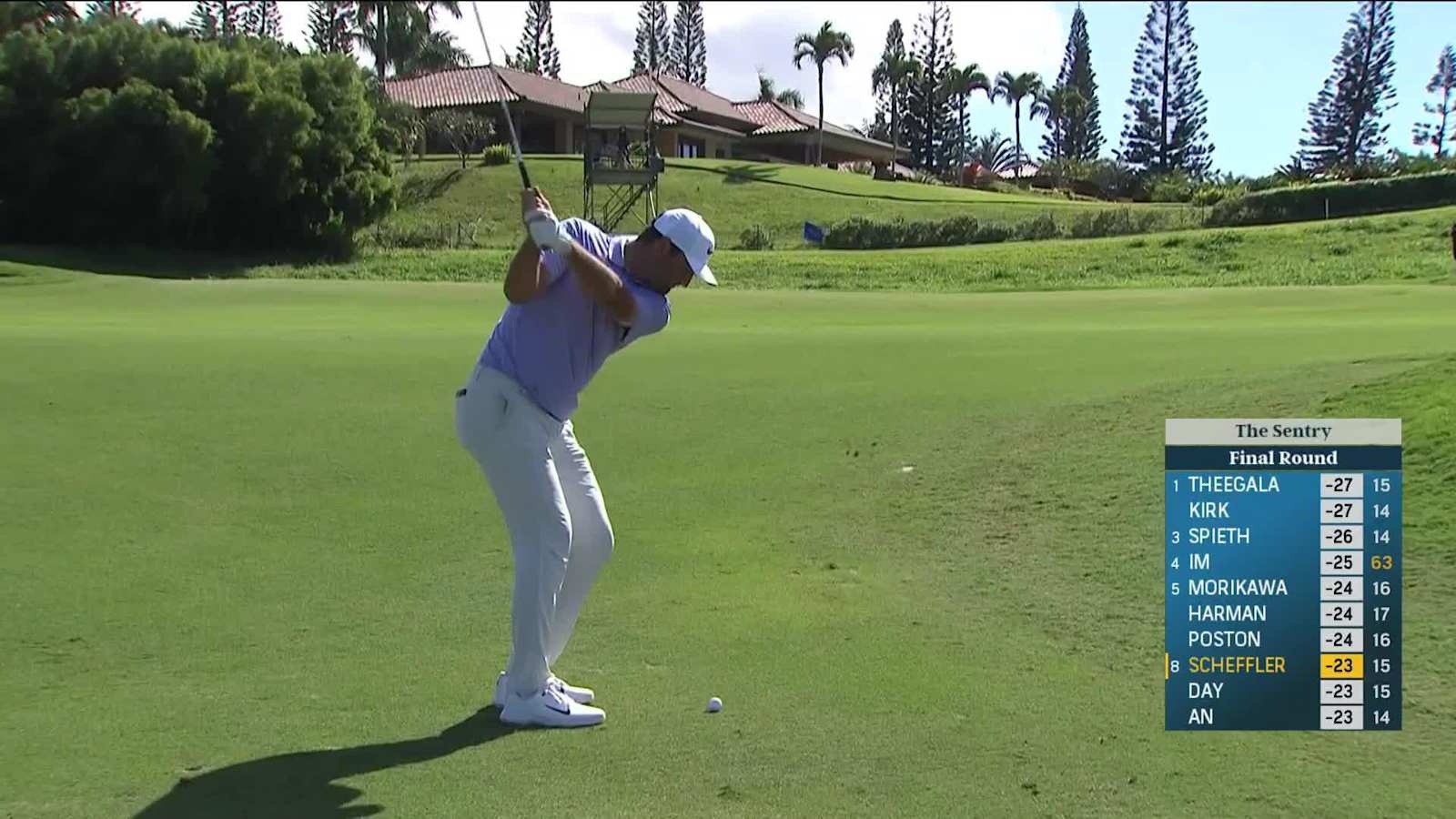 Scottie Scheffler chips close and birdies at Sentry