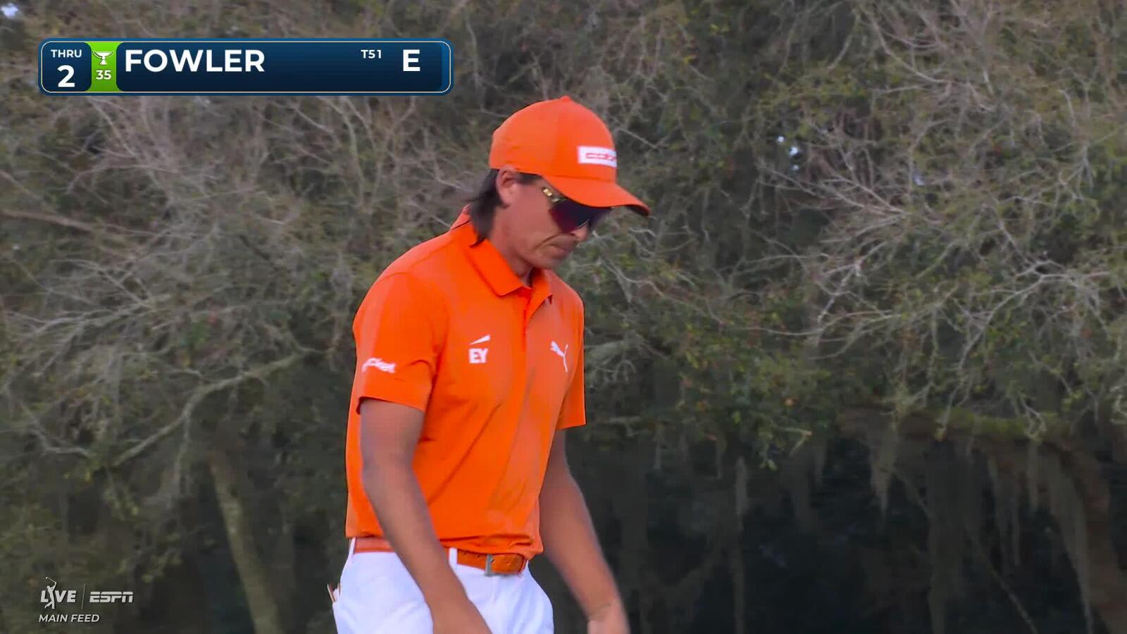 Rickie Fowler sinks 20-foot birdie putt on No. 2 at THE PLAYERS