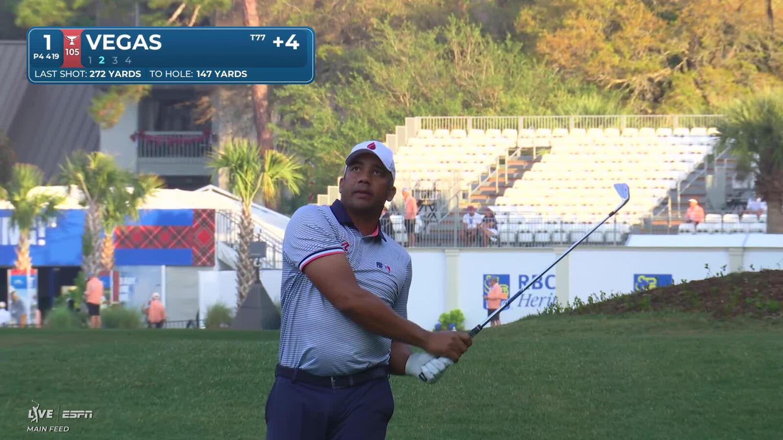 Jhonattan Vegas's 149-yard approach sets up birdie on No. 1 at RBC Heritage