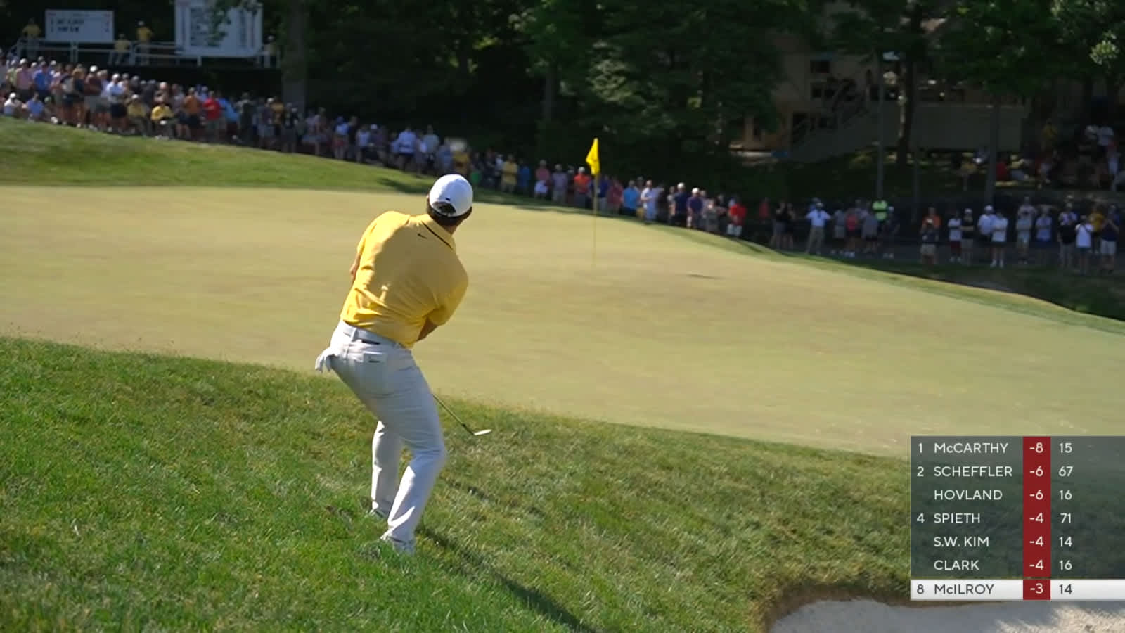 Rory McIlroy gets up-and-down for birdie at the Memorial
