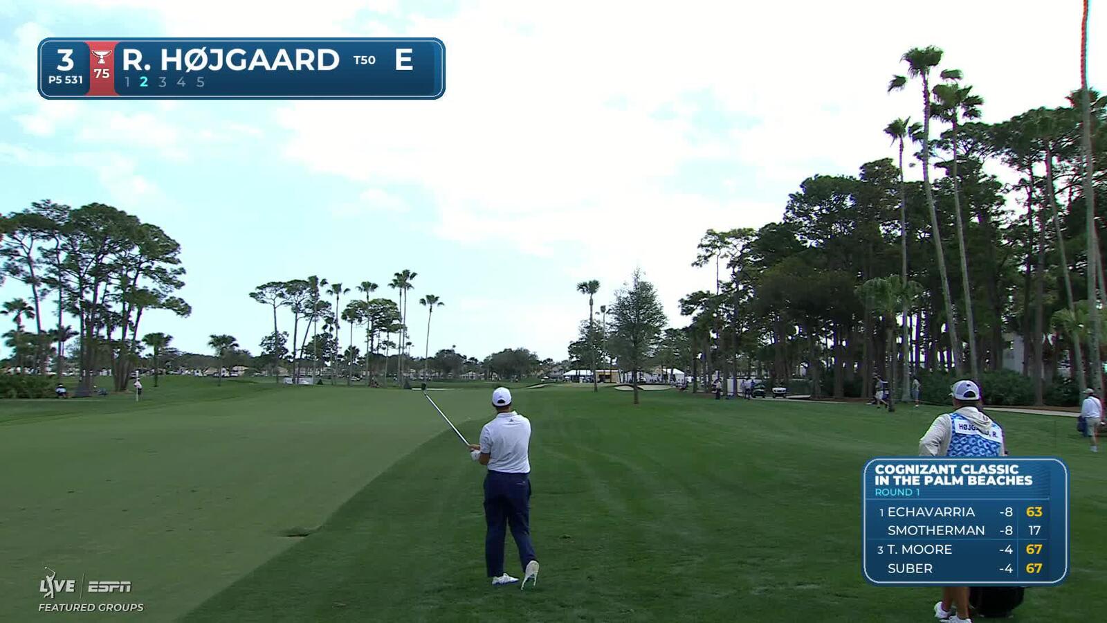 Rasmus Højgaard taps in from 1 foot for birdie on No. 3 at Cognizant Classic