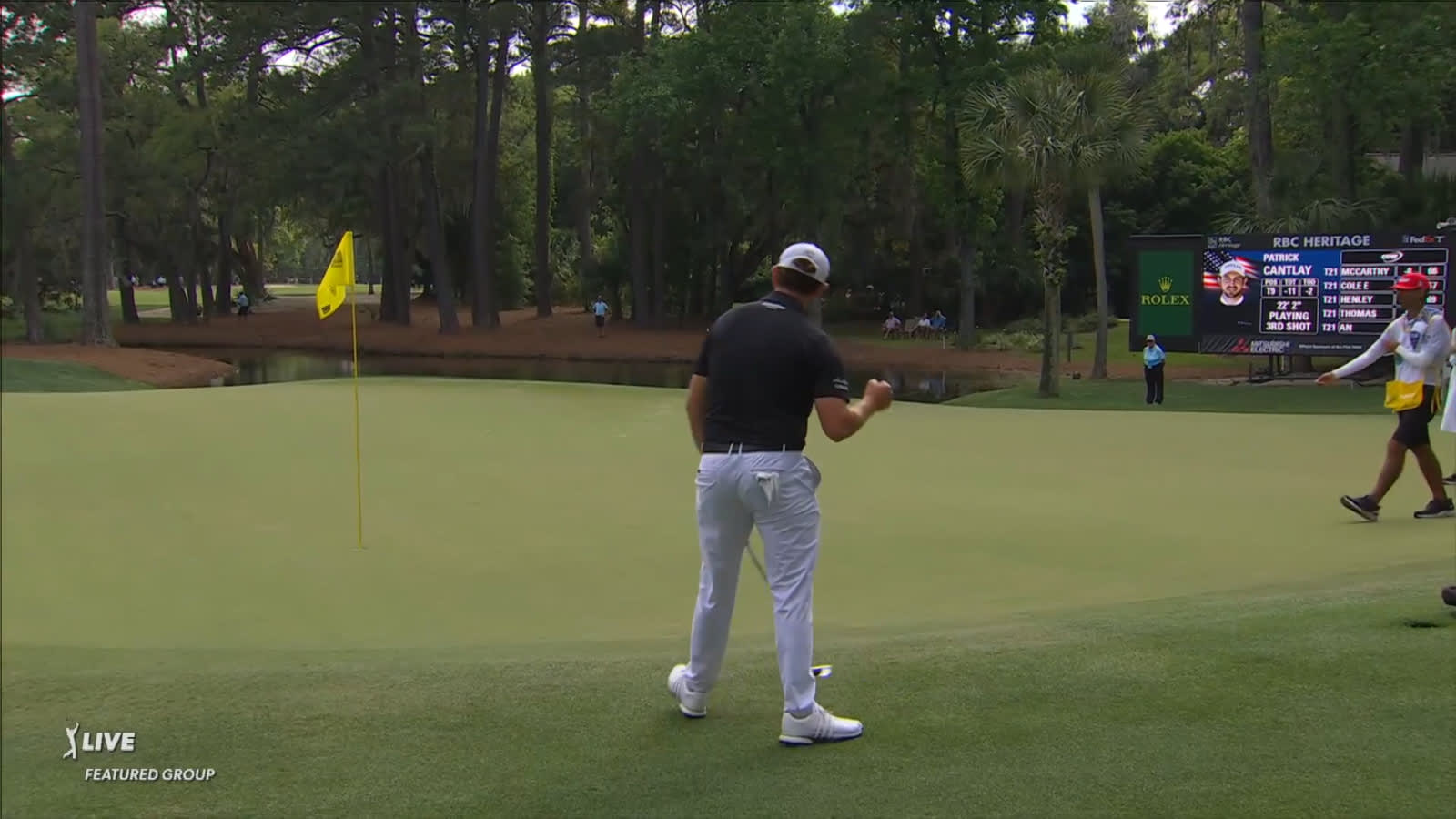 Patrick Cantlay holes eagle putt from off the green at RBC Heritage