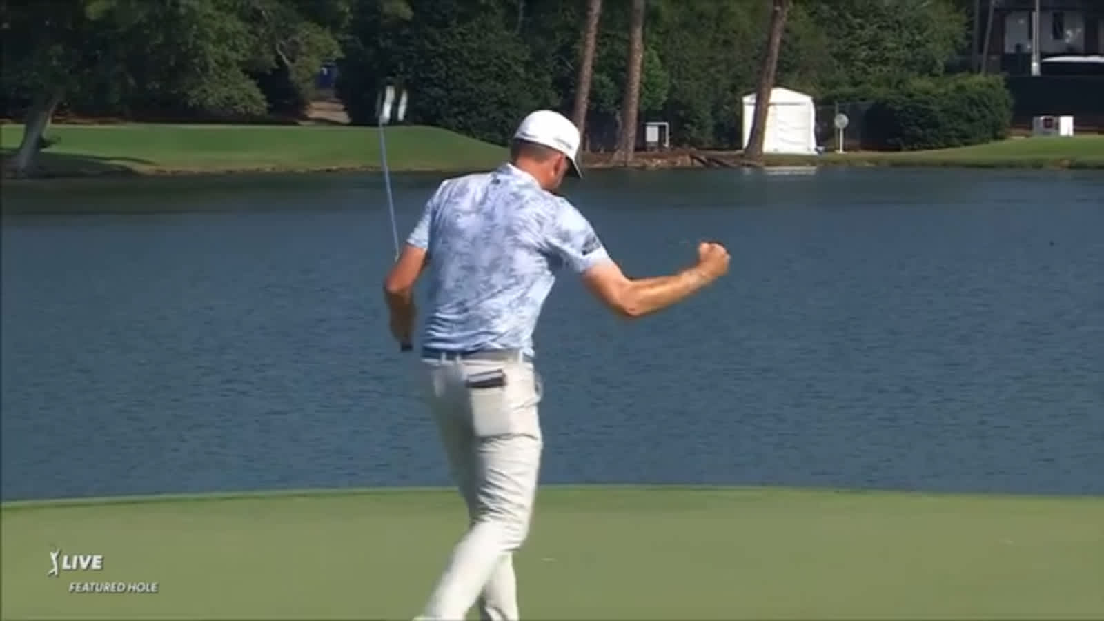 Keegan Bradley sinks a 25-foot birdie putt at TOUR Championship