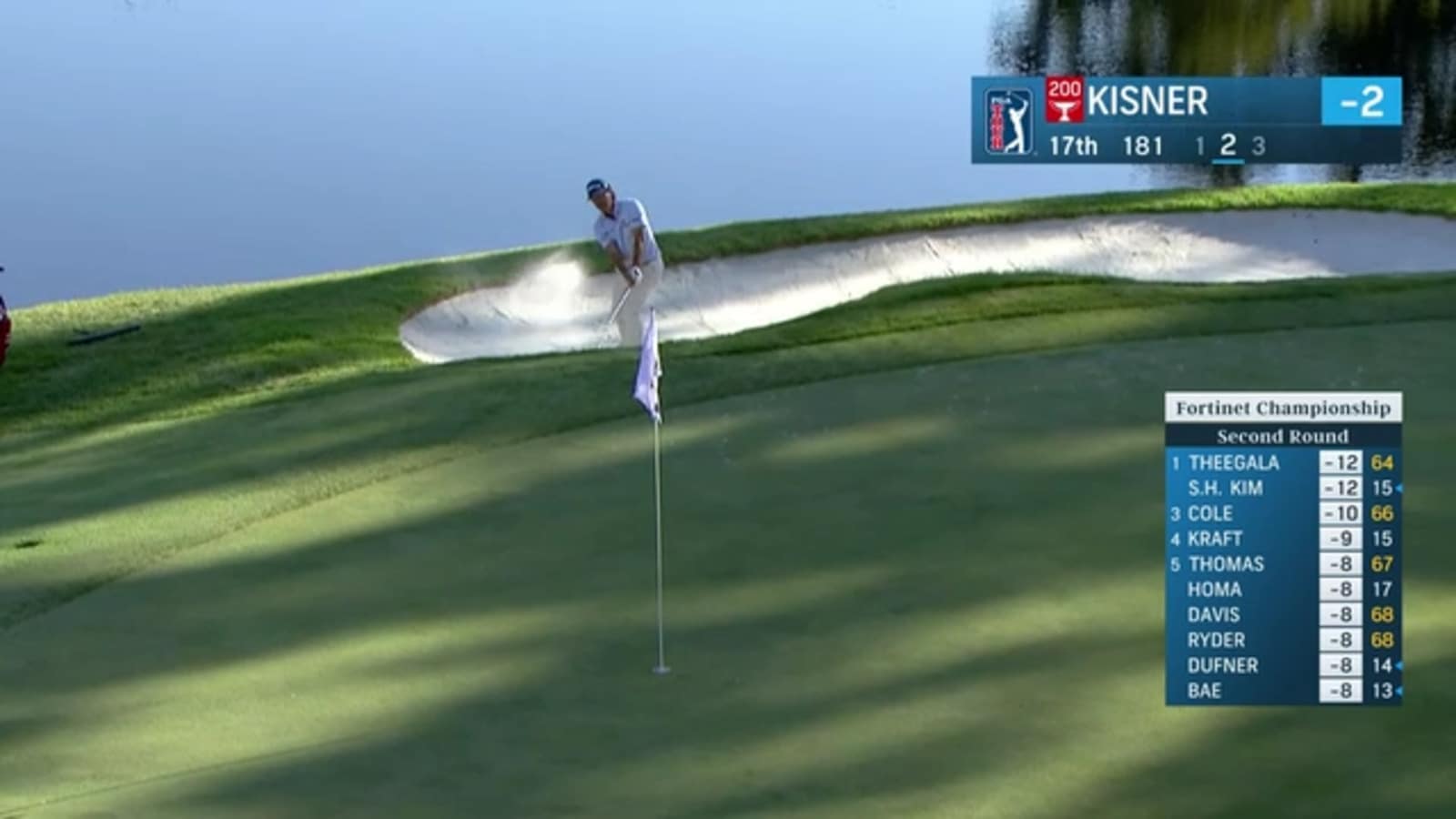 Kevin Kisner holes bunker shot for birdie at Fortinet Championship