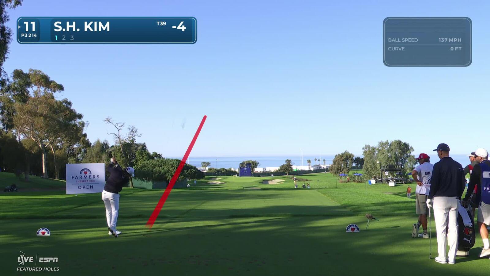 S.H. Kim hits 213-yard tee shot to 14 feet, makes birdie on No. 11 at Farmers