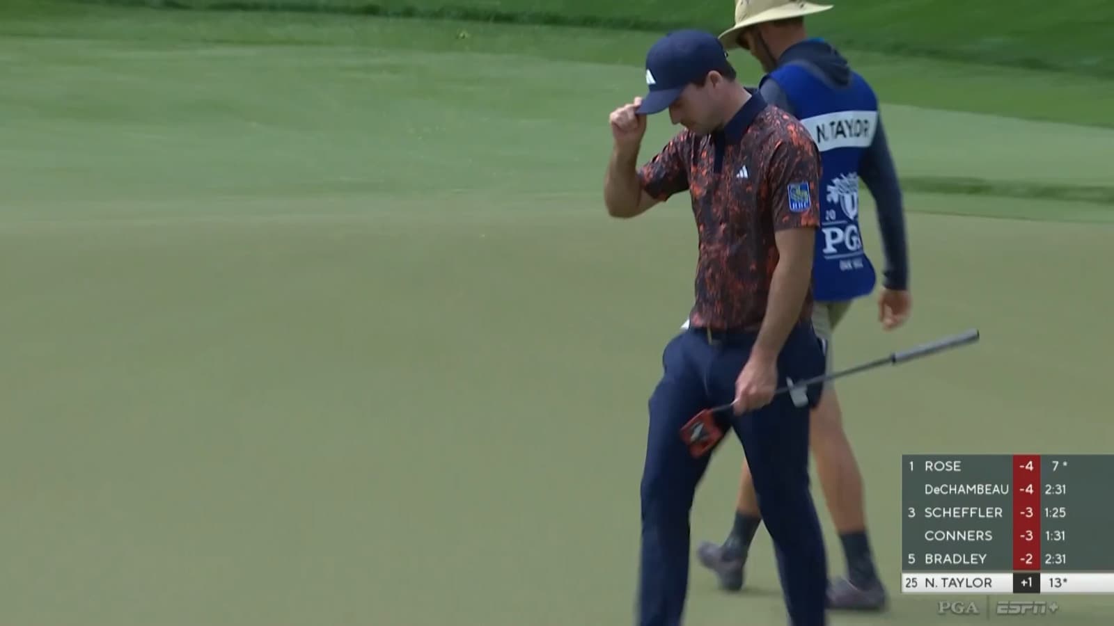 Nick Taylor buries 67-footer for birdie at the PGA Championship