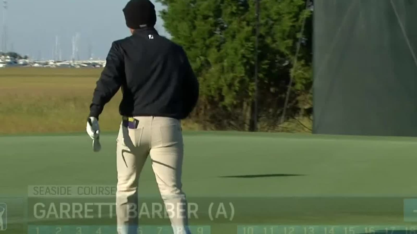 Garrett Barber chips in for birdie at The RSM Classic