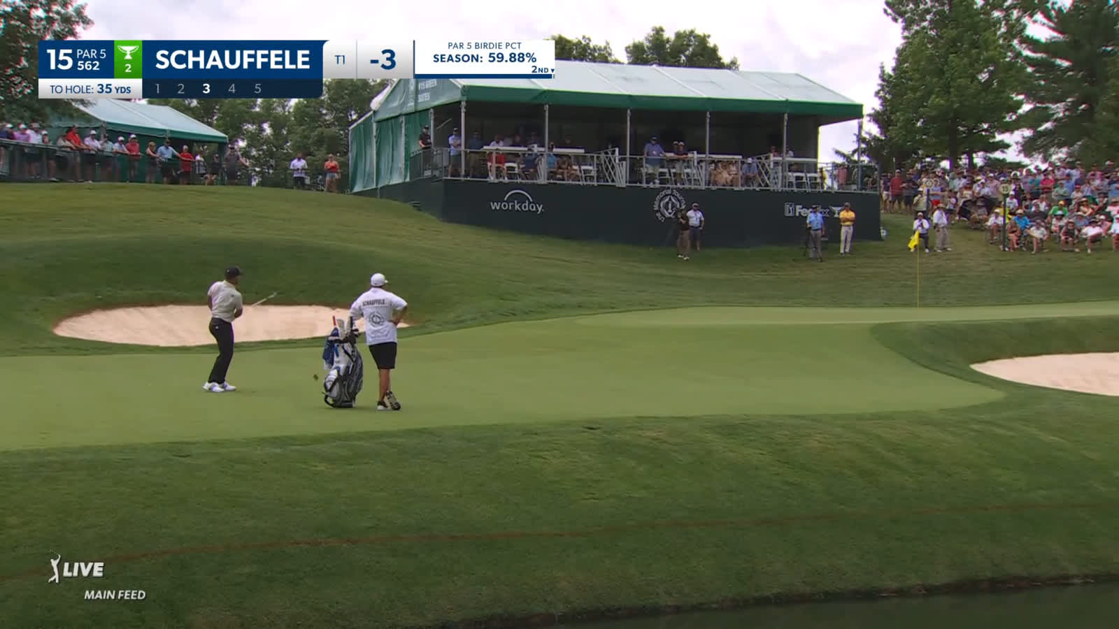 Xander Schauffele gets up-and-down for birdie at the Memorial