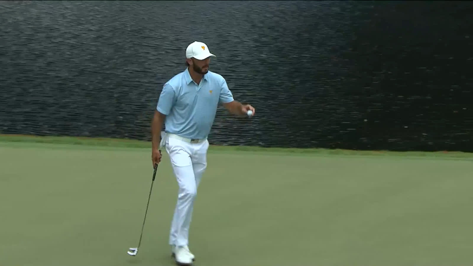 Max Homa cards birdie putt to tie hole at Presidents Cup