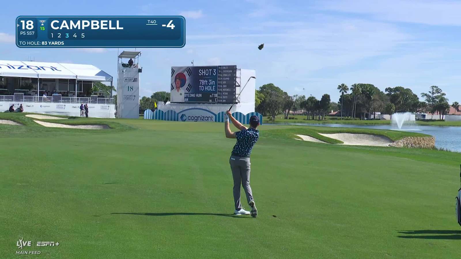 Brian Campbell nearly holes out approach to yield birdie at Cognizant Classic