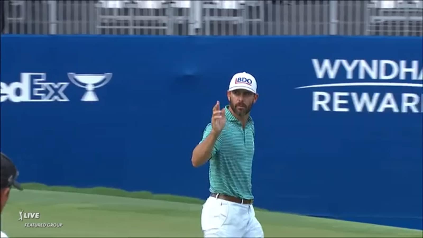 Billy Horschel holes a 20-foot birdie putt at Wyndham