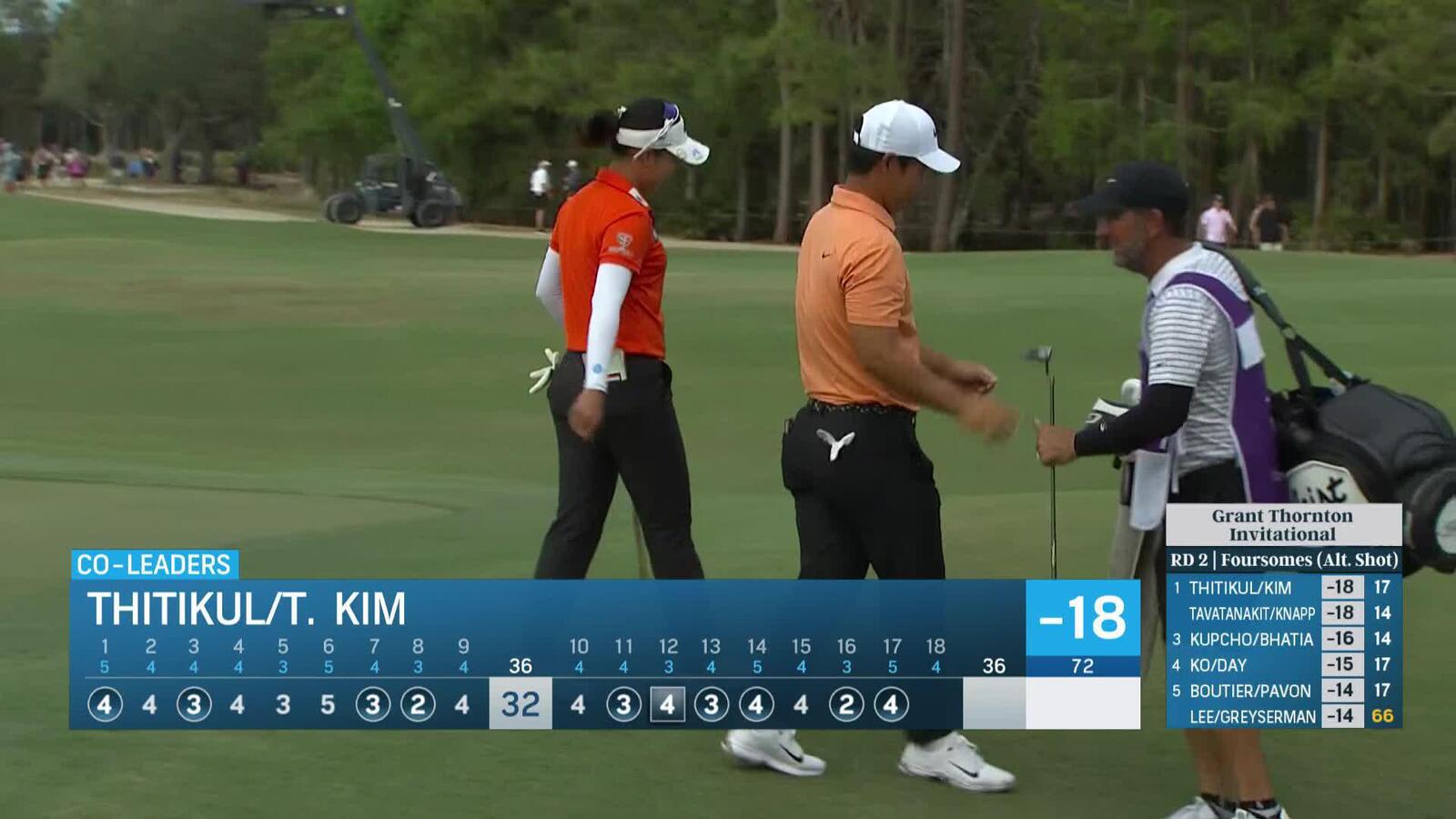 Jeeno Thitikul's eagle putt burns the edge of the cup at Grant Thornton