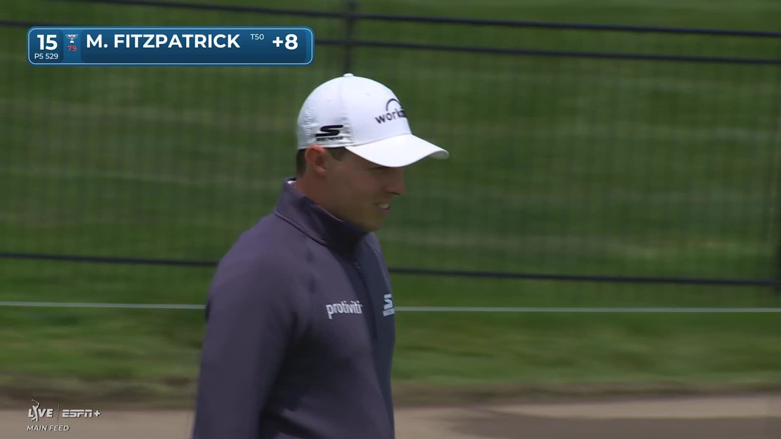 Matt Fitzpatrick two-putts for birdie after reaching in two at the Memorial