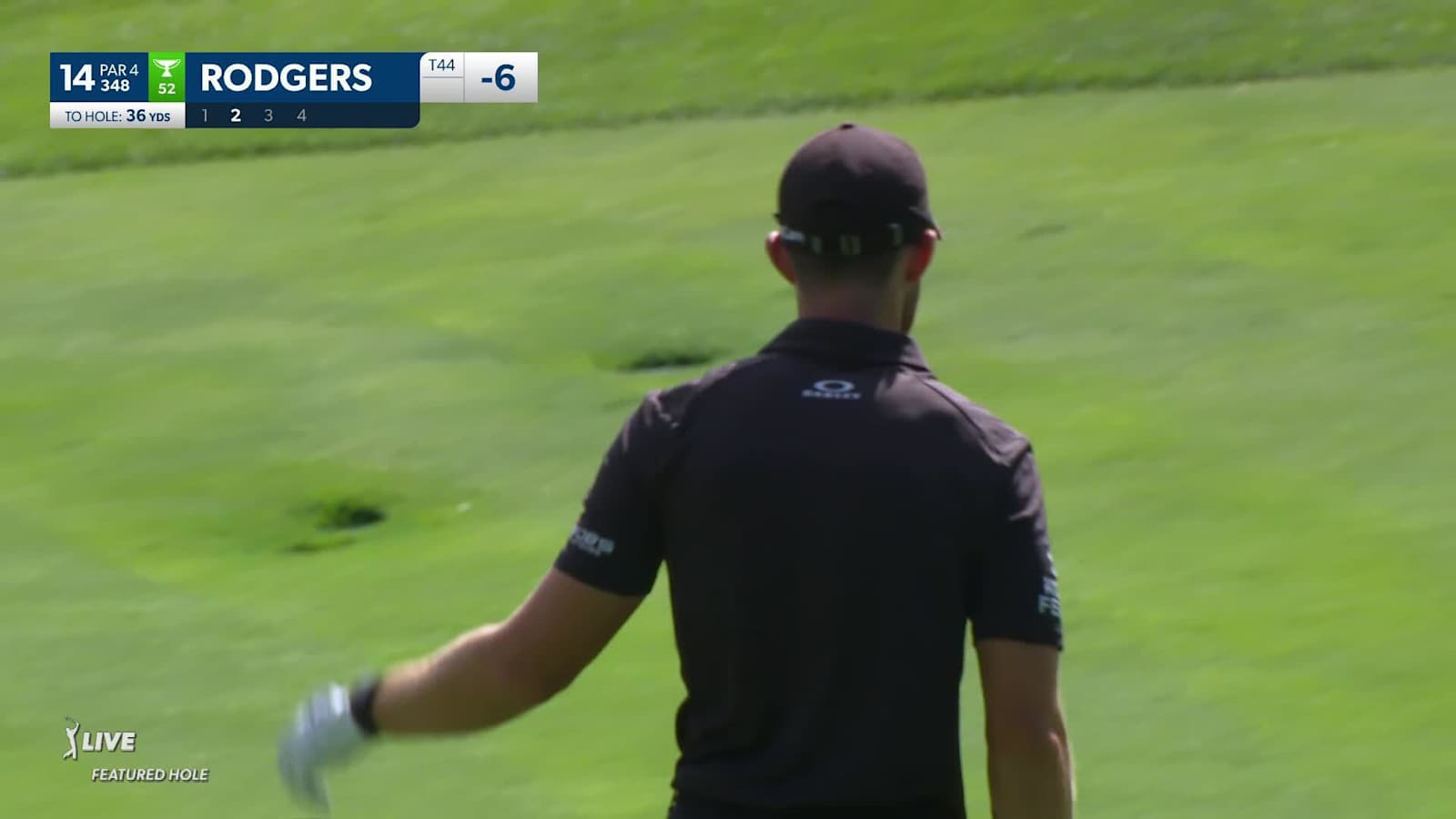 Patrick Rodgers pitches a tight nipper and birdie at John Deere
