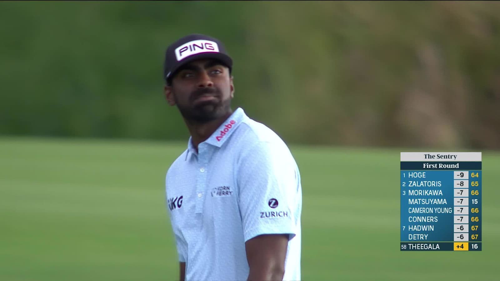 Sahith Theegala's 223-yard iron to 3 feet and birdie at The Sentry