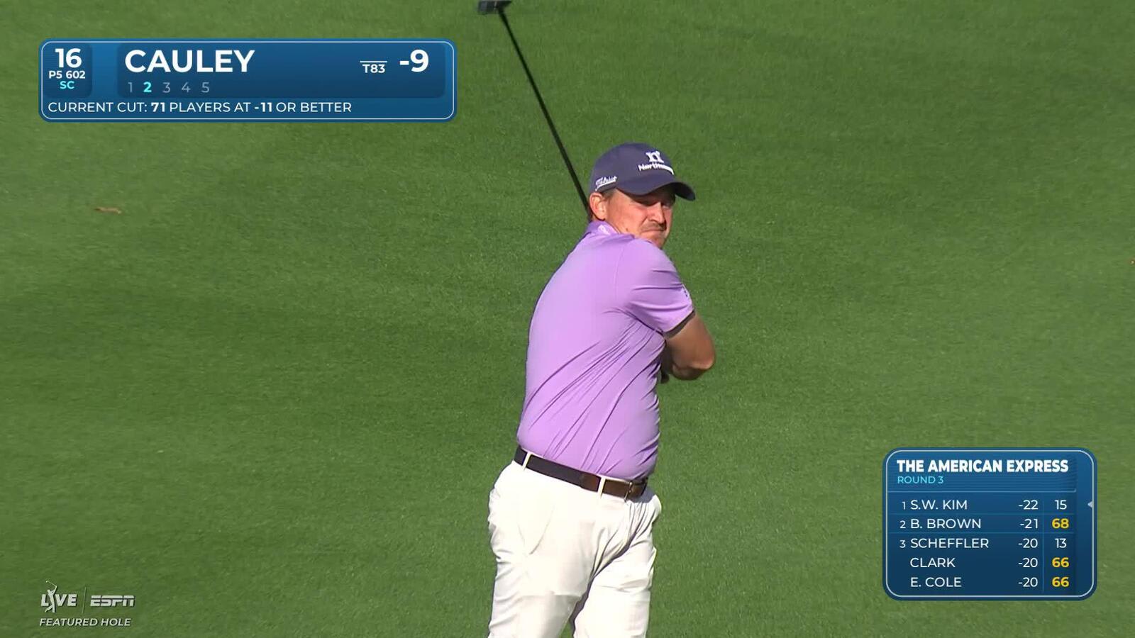 Bud Cauley makes 6-foot putt for birdie on No. 16 at The American Express