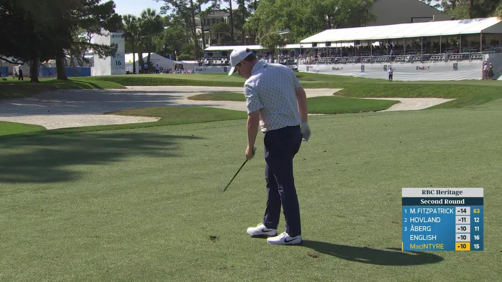Robert MacIntyre's 139-yard approach sets up birdie on No. 16 at RBC Heritage