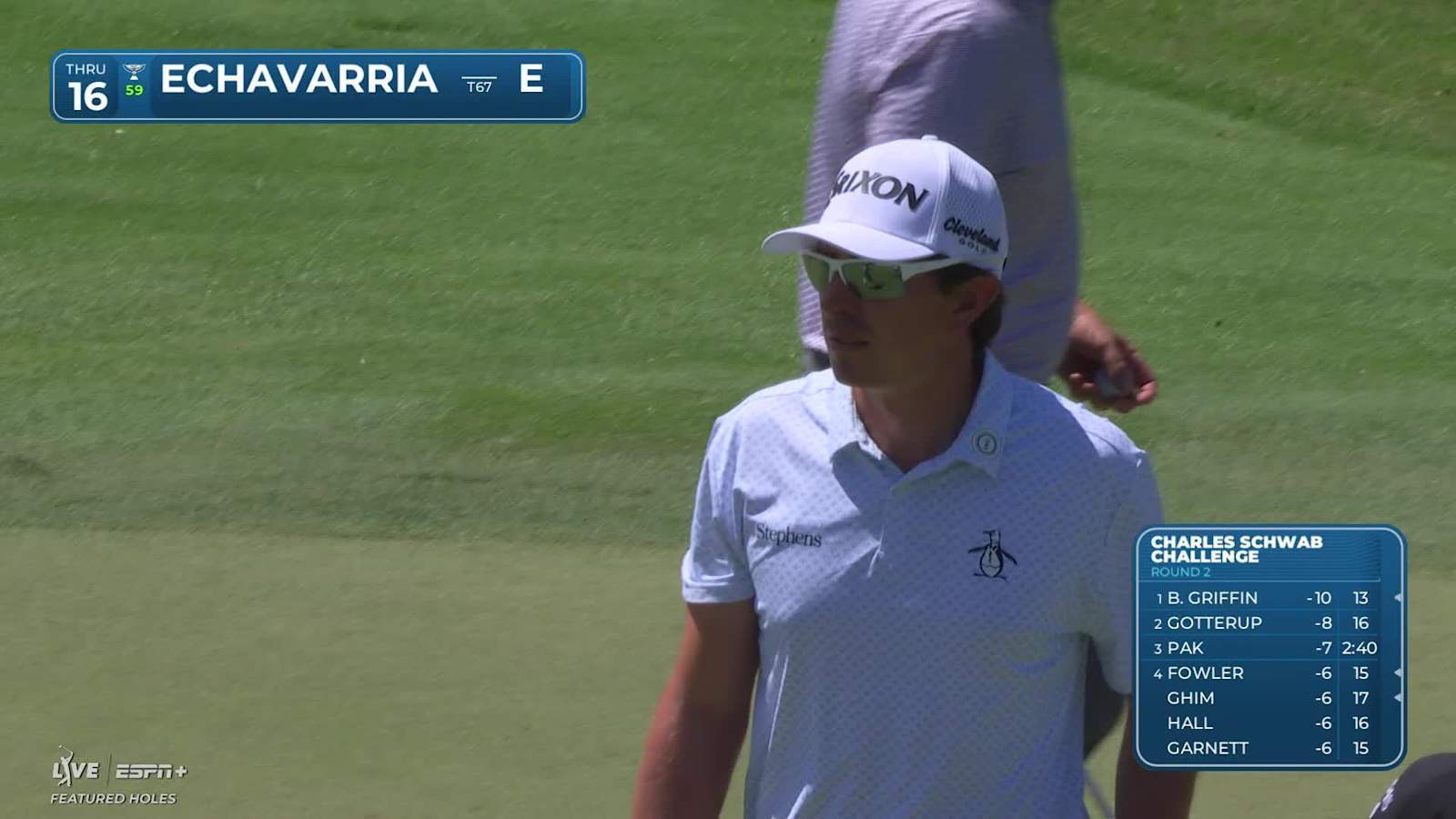 Nico Echavarria makes birdie on No. 16 at Charles Schwab