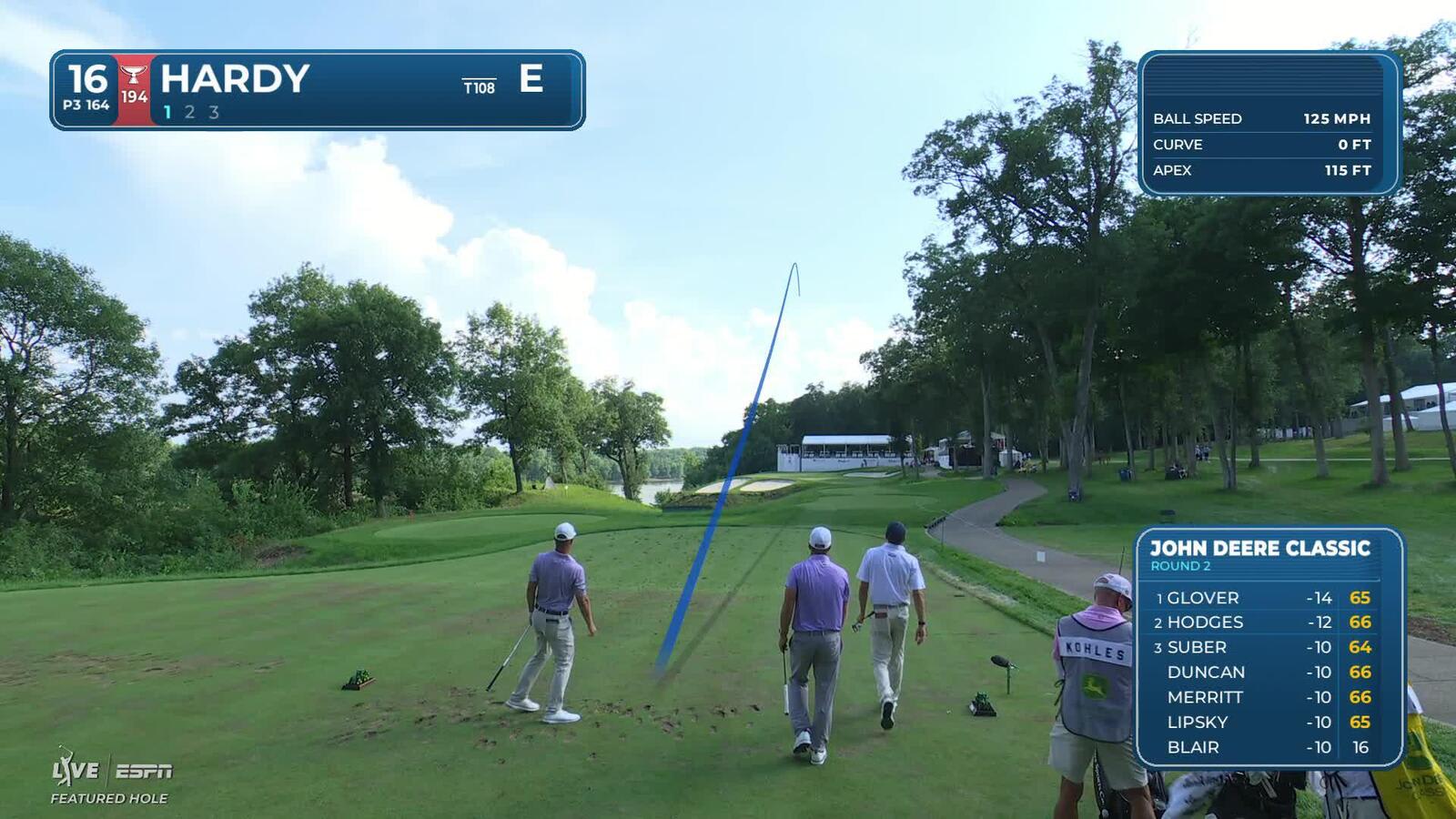 Nick Hardy hits tee shot to 12 feet, sets up birdie on No. 16 at John Deere