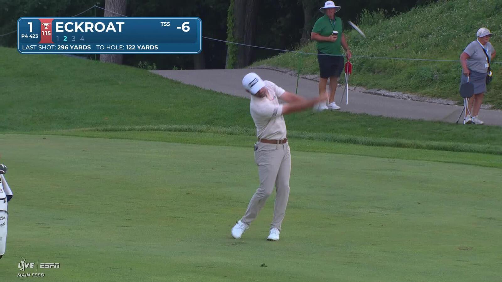 Austin Eckroat's 118-yard approach sets up birdie on No. 1 at John Deere