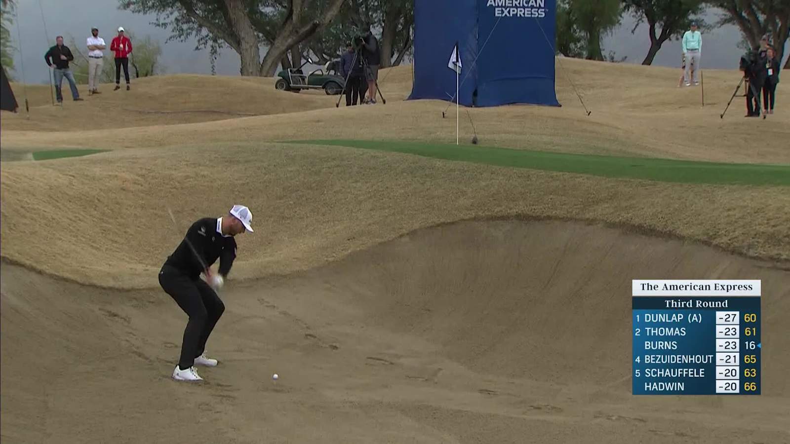 Sam Burns escapes bunker and makes birdie at The American Express