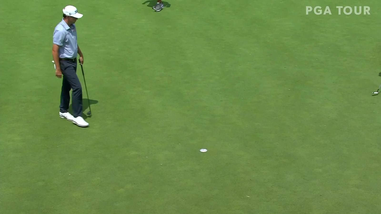 J.T. Poston sinks a 14-foot birdie putt at Barbasol