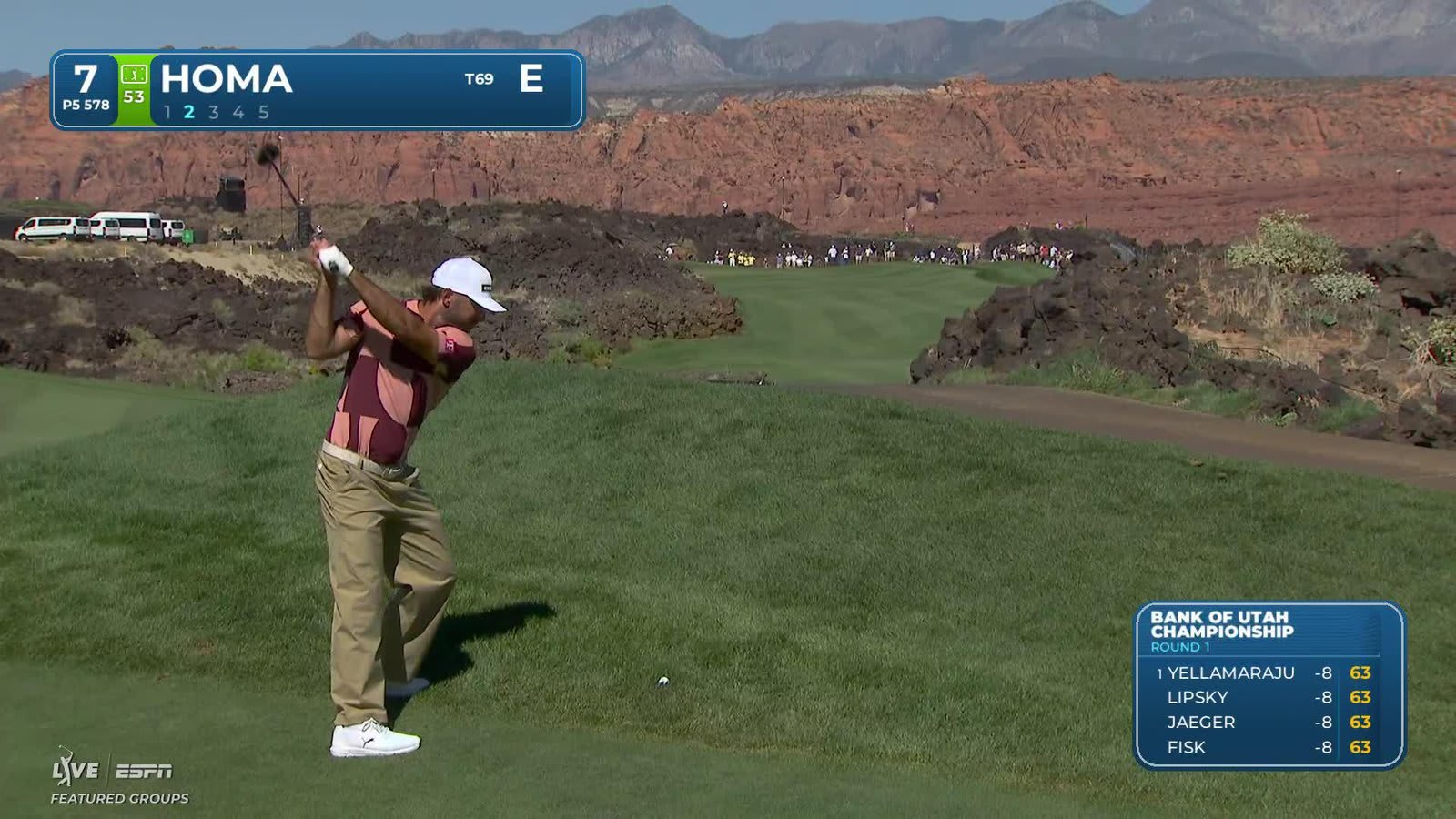Max Homa drains 7-foot putt for birdie on No. 7 at Bank of Utah