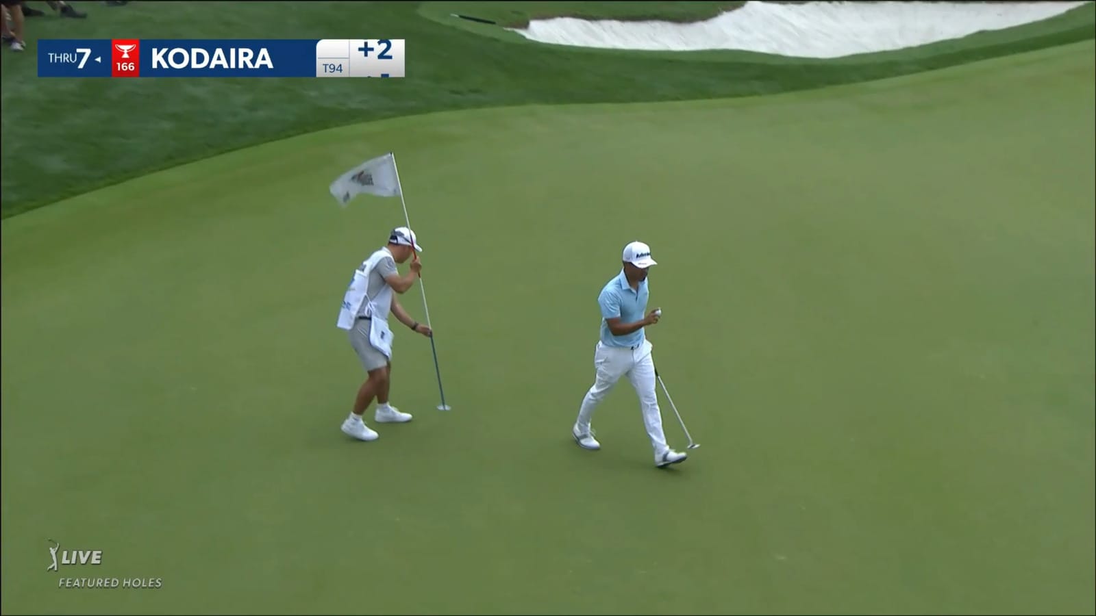 Satoshi Kodaira's 14-foot putt finds the back of the cup at Valero