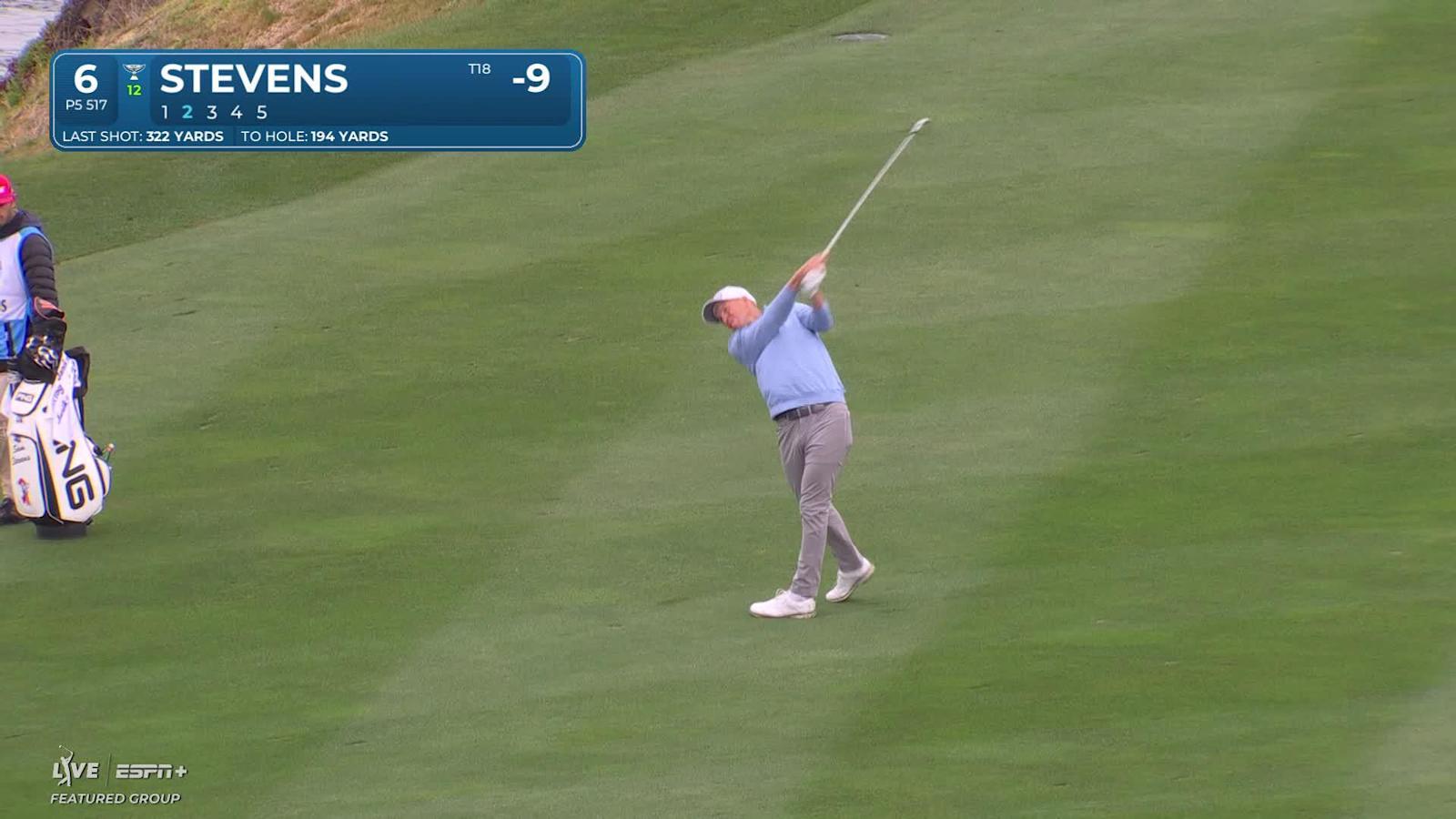 Sam Stevens navigates No. 6 for birdie at AT&T Pebble Beach