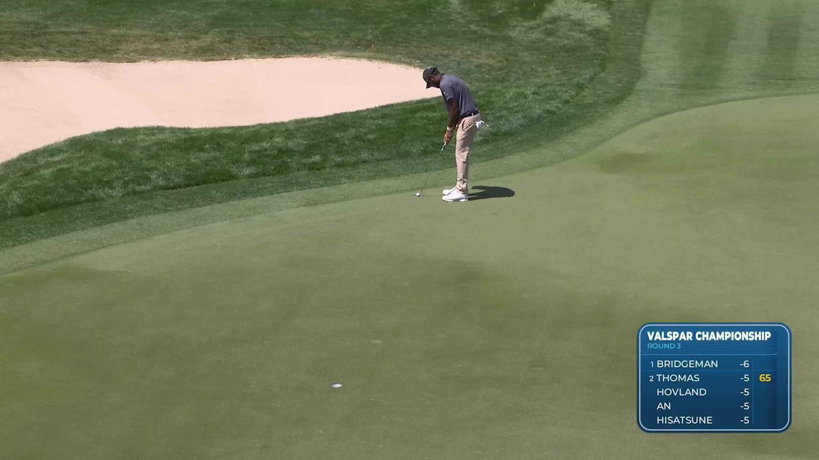 Sahith Theegala sinks a 25-foot birdie putt at Valspar