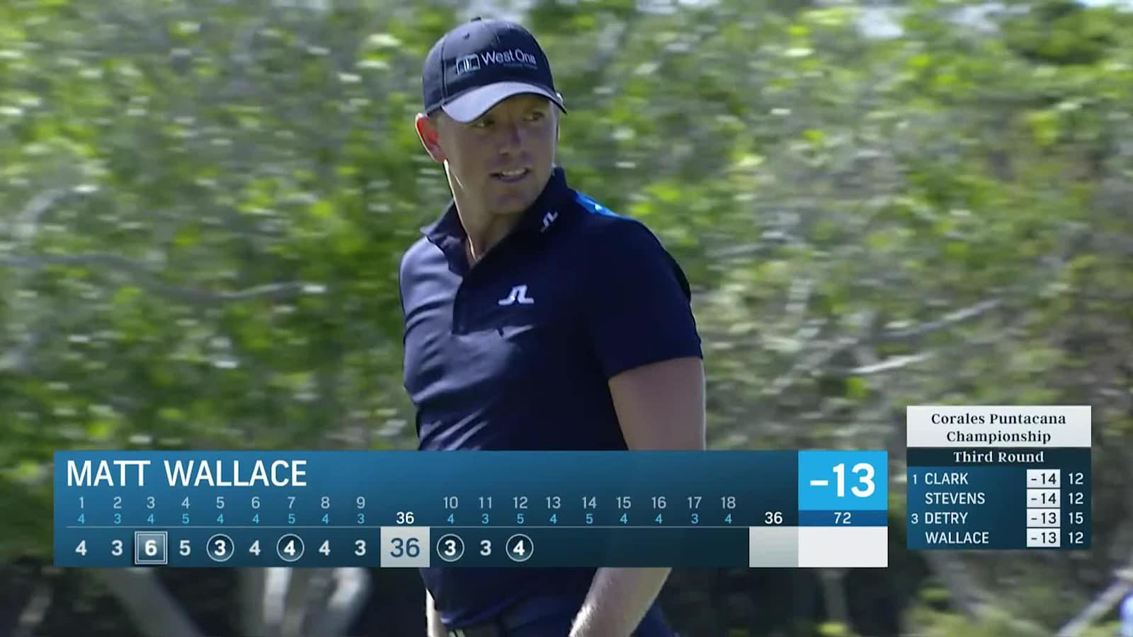 Matt Wallace chips it close to set up birdie at Corales Puntacana